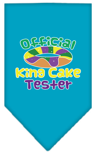 King Cake Taster Screen Print Mardi Gras Bandana Turquoise Large